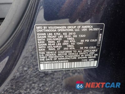 Zdjęcie 14 z 14 samochodu: 2021 VOLKSWAGEN ATLAS SE VIN:1V2WR2CA0MC586993 - miniatura