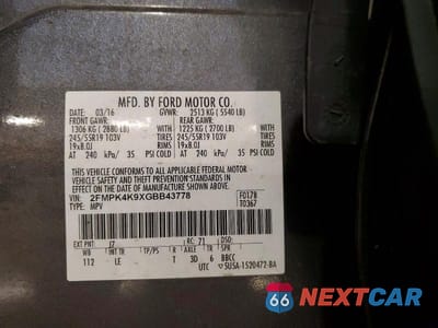 Zdjęcie 13 z 13 samochodu: 2016 FORD EDGE TITANIUM VIN:2FMPK4K9XGBB43778 - miniatura