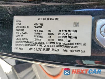 Zdjęcie 12 z 12 samochodu: 2022 TESLA MODEL 3 VIN:5YJ3E1EAXNF188623 - miniatura