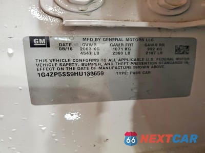 Zdjęcie 12 z 12 samochodu: 2017 BUICK LACROSSE ESSENCE VIN:1G4ZP5SS9HU133659 - miniatura