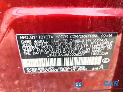 Zdjęcie 12 z 12 samochodu: 2008 LEXUS ES 350 VIN:JTHBJ46G882226027 - miniatura