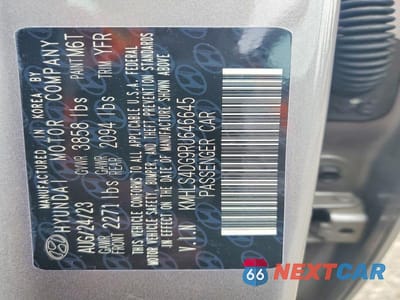 Zdjęcie 12 z 12 samochodu: 2024 HYUNDAI ELANTRA SEL VIN:KMHLS4DG9RU646645 - miniatura