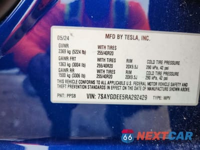 Zdjęcie 12 z 12 samochodu: 2024 TESLA MODEL Y VIN:7SAYGDEE5RA292429 - miniatura
