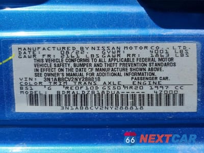 Zdjęcie 12 z 12 samochodu: 2022 NISSAN SENTRA SV VIN:3N1AB8CV2NY288818 - miniatura