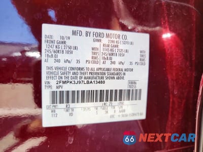 Zdjęcie 14 z 14 samochodu: 2020 FORD EDGE SEL VIN:2FMPK3J97LBA13480 - miniatura