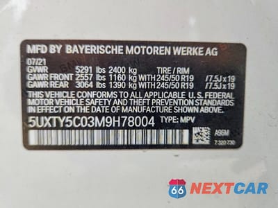 Zdjęcie 14 z 14 samochodu: 2021 BMW X3 XDRIVE30I VIN:5UXTY5C03M9H78004 - miniatura