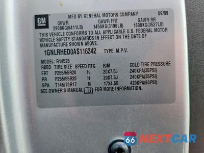 Zdjęcie 13 z 13 samochodu: 2010 CHEVROLET TRAVERSE LTZ VIN:1GNLRHED0AS116342 - miniatura