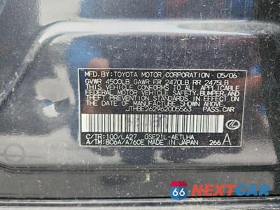 Zdjęcie 12 z 12 samochodu: 2006 LEXUS IS 350 VIN:JTHBE262962005563 - miniatura