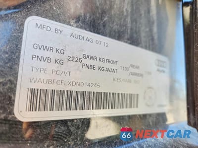 Zdjęcie 13 z 13 samochodu: 2013 AUDI A4 PREMIUM VIN:WAUBFCFLXDN014245 - miniatura