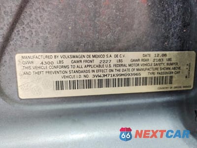 Zdjęcie 12 z 12 samochodu: 2009 VOLKSWAGEN JETTA S VIN:3VWJM71K99M093965 - miniatura