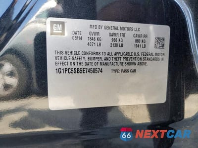 Zdjęcie 12 z 12 samochodu: 2014 CHEVROLET CRUZE LT VIN:1G1PC5SB5E7450574 - miniatura