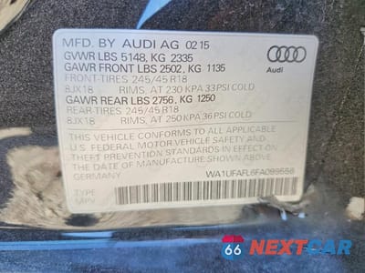 Zdjęcie 12 z 12 samochodu: 2015 AUDI A4 ALLROAD PREMIUM PLUS VIN:WA1UFAFL6FA099556 - miniatura