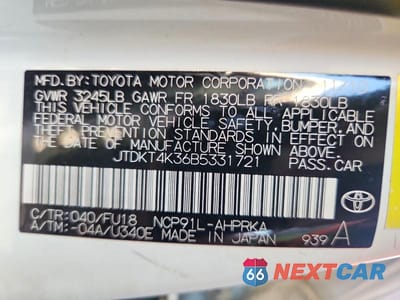 Zdjęcie 12 z 12 samochodu: 2011 TOYOTA YARIS BASE VIN:JTDKT4K36B5331721 - miniatura
