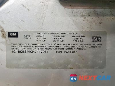 Zdjęcie 12 z 12 samochodu: 2017 CHEVROLET CRUZE LS VIN:1G1BC5SMXH7117951 - miniatura