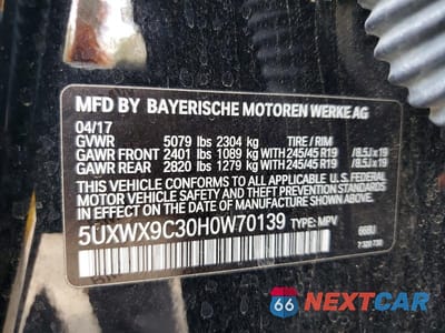 Zdjęcie 13 z 13 samochodu: 2017 BMW X3 XDRIVE28I VIN:5UXWX9C30H0W70139 - miniatura