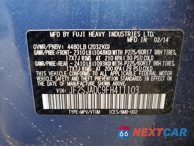 Zdjęcie 13 z 13 samochodu: 2015 SUBARU FORESTER 2.5I PREMIUM VIN:JF2SJADC9FH411103 - miniatura