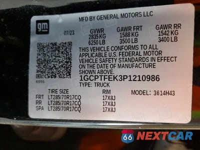 Zdjęcie 12 z 12 samochodu: 2023 CHEVROLET COLORADO ZR2 VIN:1GCPTFEK3P1210986 - miniatura