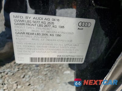 Zdjęcie 13 z 13 samochodu: 2016 AUDI SQ5 PREMIUM PLUS VIN:WA1CCAFP2GA133310 - miniatura