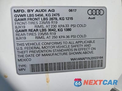 Zdjęcie 13 z 13 samochodu: 2018 AUDI Q5 PREMIUM VIN:WA1ANAFYXJ2023164 - miniatura
