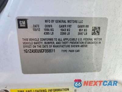 Zdjęcie 13 z 13 samochodu: 2012 CHEVROLET MALIBU LS VIN:1G1ZA5EU9CF358611 - miniatura