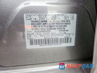 Zdjęcie 12 z 12 samochodu: 2017 NISSAN SENTRA S VIN:3N1AB7AP8HY342223 - miniatura