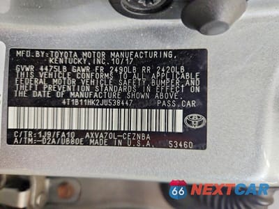 Zdjęcie 12 z 12 samochodu: 2018 TOYOTA CAMRY VIN:4T1B11HK2JU538447 - miniatura