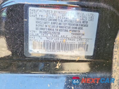 Zdjęcie 13 z 13 samochodu: 2020 NISSAN SENTRA SV VIN:3N1AB8CV8LY262799 - miniatura