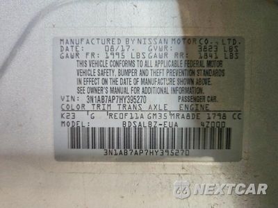 Zdjęcie 12 z 12 samochodu: 2017 NISSAN SENTRA S VIN:3N1AB7AP7HY395270 - miniatura
