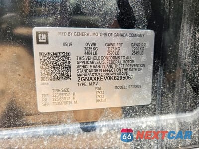 Zdjęcie 13 z 13 samochodu: 2019 CHEVROLET EQUINOX LT VIN:2GNAXKEV0K6295067 - miniatura