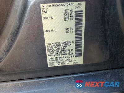 Zdjęcie 12 z 12 samochodu: 2017 NISSAN ALTIMA 2.5 SV VIN:1N4AL3AP8HC275981 - miniatura