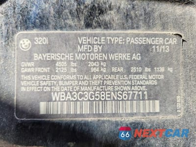 Zdjęcie 12 z 12 samochodu: 2014 BMW 320 I XDRIVE VIN:WBA3C3G58ENS67711 - miniatura