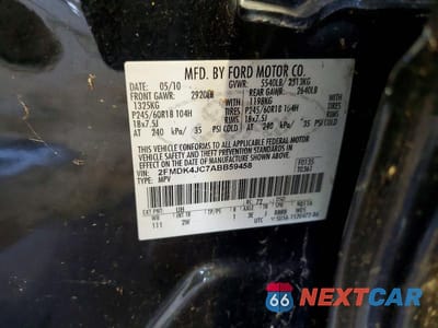 Zdjęcie 14 z 14 samochodu: 2010 FORD EDGE SEL VIN:2FMDK4JC7ABB59458 - miniatura