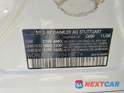 Zdjęcie 12 z 12 samochodu: 2009 MERCEDES-BENZ E 350 VIN:WDBUF56X09B419774 - miniatura