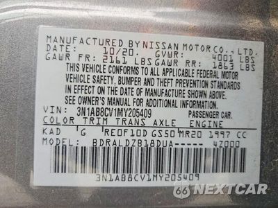 Zdjęcie 12 z 12 samochodu: 2021 NISSAN SENTRA SV VIN:3N1AB8CV1MY205409 - miniatura
