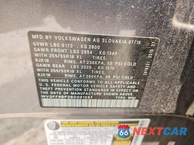 Zdjęcie 13 z 13 samochodu: 2011 VOLKSWAGEN TOUAREG V6 VIN:WVGFF9BP3BD001237 - miniatura