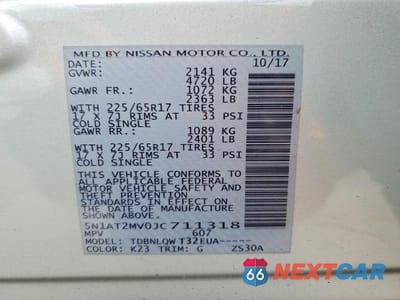 Zdjęcie 12 z 12 samochodu: 2018 NISSAN ROGUE SV VIN:5N1AT2MV0JC711318 - miniatura