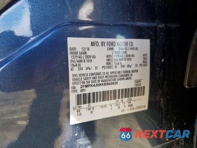 Zdjęcie 13 z 13 samochodu: 2019 FORD EDGE SEL VIN:2FMPK4J9XKBB60929 - miniatura