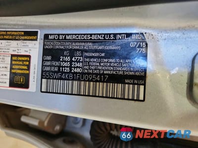 Zdjęcie 12 z 12 samochodu: 2015 MERCEDES-BENZ C 300 4MATIC VIN:55SWF4KB1FU095417 - miniatura