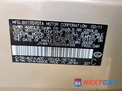 Zdjęcie 13 z 13 samochodu: 2011 LEXUS ES 350 VIN:JTHBK1EG5B2444088 - miniatura