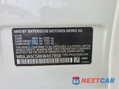 Zdjęcie 12 z 12 samochodu: 2019 BMW 530 I VIN:WBAJA5C58KWA57858 - miniatura