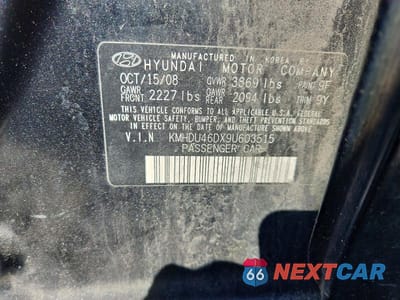 Zdjęcie 12 z 12 samochodu: 2009 HYUNDAI ELANTRA GLS VIN:KMHDU46DX9U603515 - miniatura