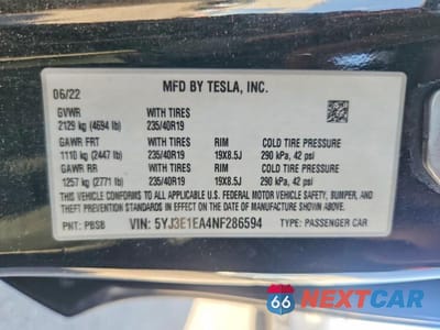 Zdjęcie 12 z 12 samochodu: 2022 TESLA MODEL 3 VIN:5YJ3E1EA4NF286594 - miniatura