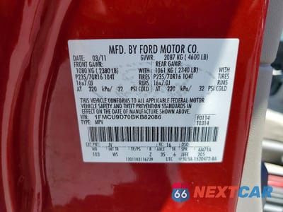 Zdjęcie 13 z 13 samochodu: 2011 FORD ESCAPE XLT VIN:1FMCU9D70BKB82086 - miniatura