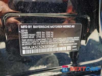 Zdjęcie 12 z 12 samochodu: 2019 BMW 530 I VIN:WBAJA5C52KBX86457 - miniatura