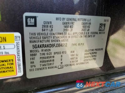 Zdjęcie 13 z 13 samochodu: 2015 BUICK ENCLAVE VIN:5GAKRAKD8FJ384912 - miniatura