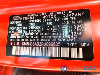 Zdjęcie 13 z 13 samochodu: 2024 HYUNDAI KONA SEL VIN:KM8HB3AB2RU096505 - miniatura