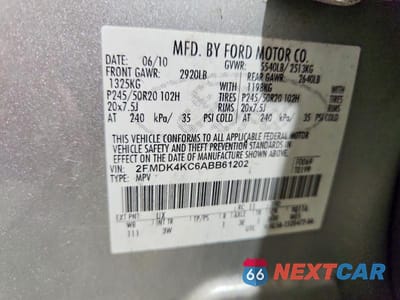 Zdjęcie 13 z 13 samochodu: 2010 FORD EDGE LIMITED VIN:2FMDK4KC6ABB61202 - miniatura