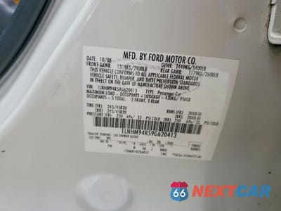 Zdjęcie 12 z 12 samochodu: 2009 LINCOLN MKS VIN:1LNHM94R59G620413 - miniatura