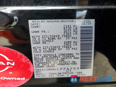 Zdjęcie 13 z 13 samochodu: 2020 NISSAN ROGUE SL VIN:5N1AT2MV6LC771753 - miniatura