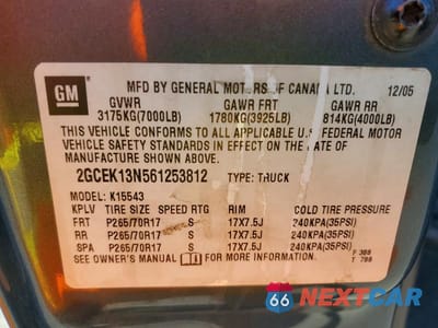 Zdjęcie 12 z 12 samochodu: 2006 CHEVROLET SILVERADO K1500 VIN:2GCEK13N561253812 - miniatura